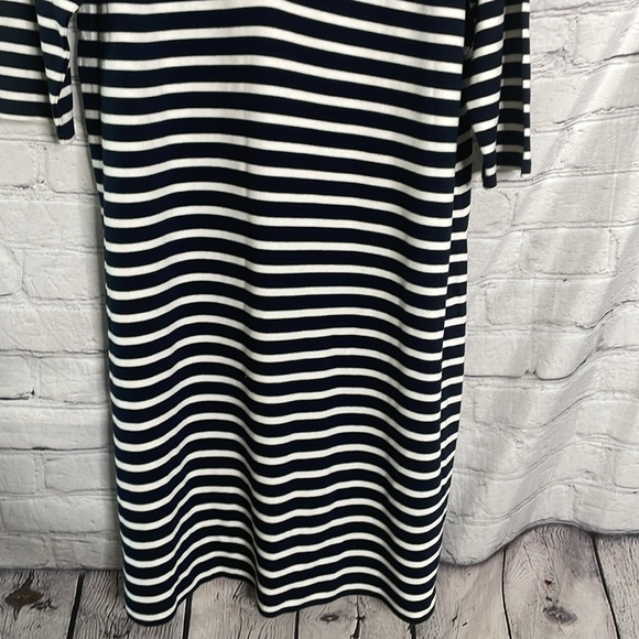 Talbots Woman’s Navy Striped Embellished V-Neck Long Sleeve Dress Size 2X New - Picture 7 of 16